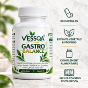 VESSQA Gastro Balance — flacon de 30 capsules, extraits végétaux et propolis