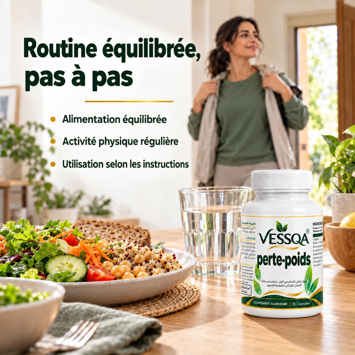 VESSQA perte-poids dans une routine équilibrée avec alimentation et activité physique